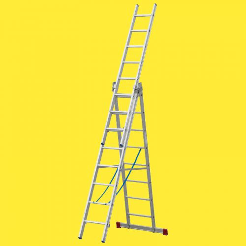 Alu večnamenska lestev 2. izbira - klini: 3 x 8, dolžina kot prislonska lestev (m): 2,28, dolžina kot A-lestev s podaljškom (m): 3,23, dolžina kot triidelna prislonska lestev (m): 4,52, delovna višina max. (m): 5,42