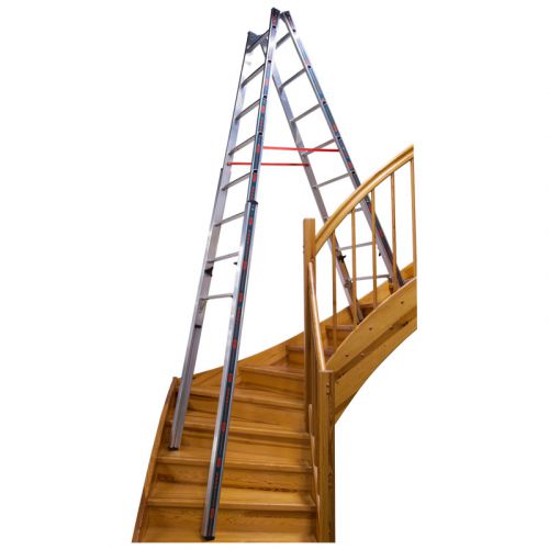Euro-Profi A-lestev za uporabo na stopnicah Mod. S30576  - število prečk: 2 x 8, največja dolžina izvlečene lestve pribl. m: 2,40