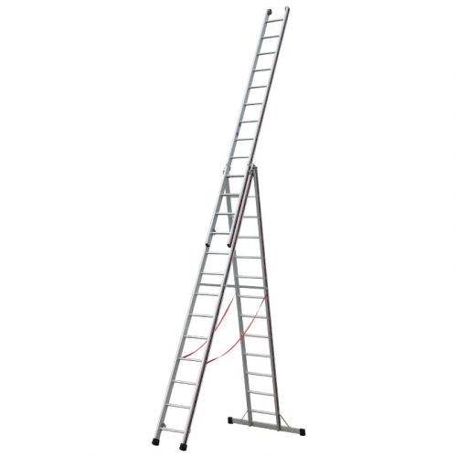 Alu večnamenske lestev 3-delna mod. S307 - število prečk: 3 x 13, dolžina lestve kot dvokraka lestev pribl. m: 3,65 m, dolžina lestve kot dvokraka lestev zvti?nim kosom pribl. m: 6,60 m, dolžina lestve kot 3-delna lestev pribl. m: 8,85 m