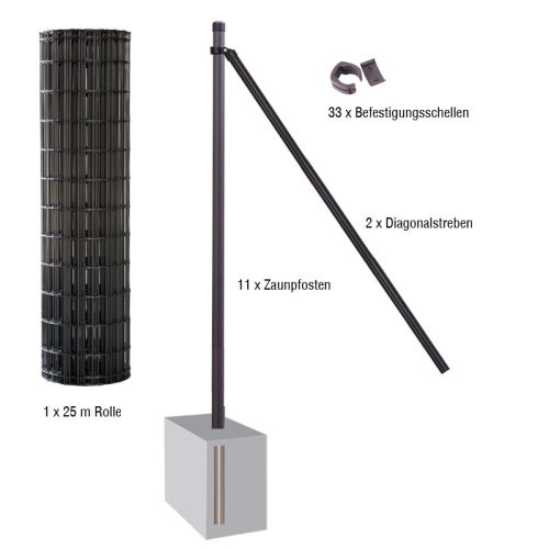 Vrtna ograja / mrežasta ograja 25 metrov komplet set Foxx - barva: antracitna, višina: 152 cm, izvedba: za betoniranje