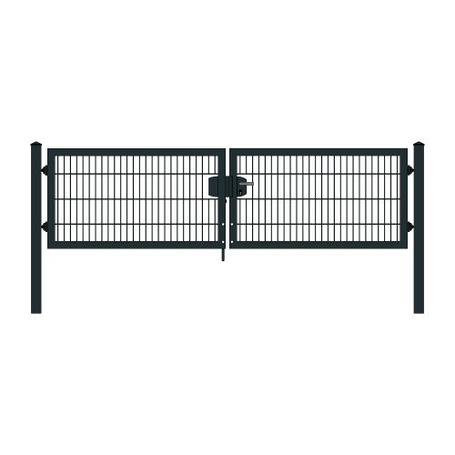 Rohrrahmenflügeltor 2-flügelig - Ausführung: anthrazit beschichtet, Höhe: 83 cm, Durchgangslichte: 300 cm