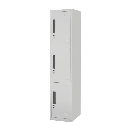 Kovinska garderobna omara Elisa s 3 krilnimi vrati – širina: 380 mm, višina: 1800 mm, globina: 450 mm