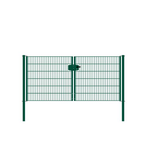 Vrata-žična rešetka David 2 - krilna 271 cm široka - cinkano ali barvano: barvano zeleno, višina v cm: 123, širina v cm: 271, Teža v kg: 47,35