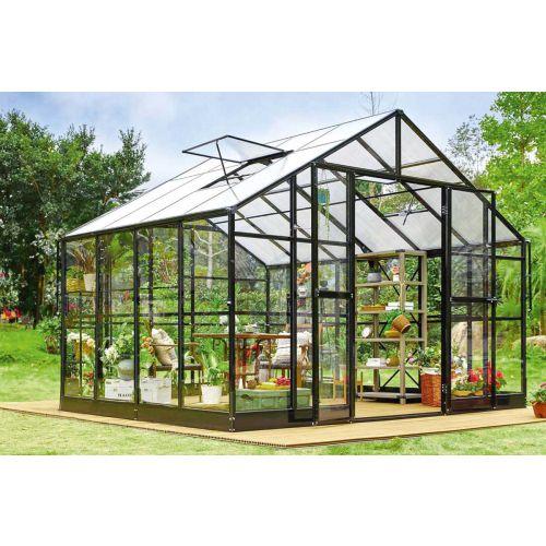 Toplogredna hiška model Rožmarin PRO - Barva: črna, Izvedba: pravo steklo 4 mm, Dolžina: 2780 mm, Širina: 3540 mm, Višina: 2670 mm