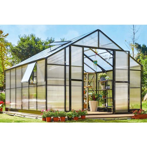 Toplogredna hiška model Rožmarin PRO - Barva: črna, Izvedba: plastično steklo 6 mm, Dolžina: 4130 mm, Širina: 3540 mm, Višina: 2670 mm
