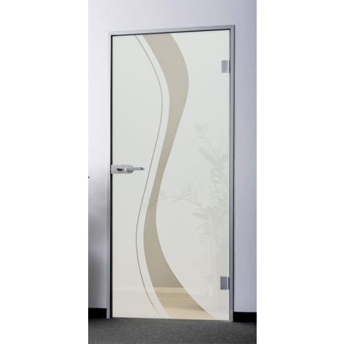 Stekleno vrata ESG 8 mm - izvedba: satinirana M7, vratno krilo: 821 x 2013 mm (Š x V), svetlo gradbeno odprtje: 850 x 2035 mm (Š x V)