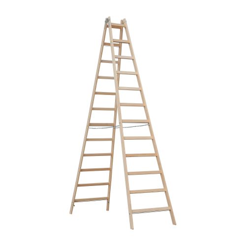 Lesena A-lestev model HZ - število prečk: 2 x 12, dolžina lesve pribl. (m): 3,76 m