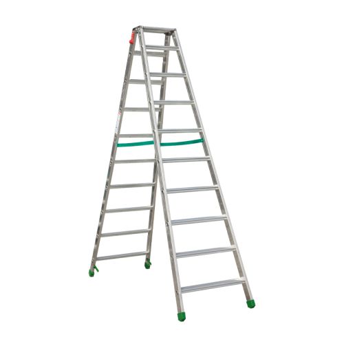 Aluminijasta A-lestev s stopnicami Light Star - Število stopnic: 10, teža v kg: 13,6, B (cm): 223, C (cm): 184, D (cm): 15,5, E (cm): 62, F (cm): 323, H (cm): 241