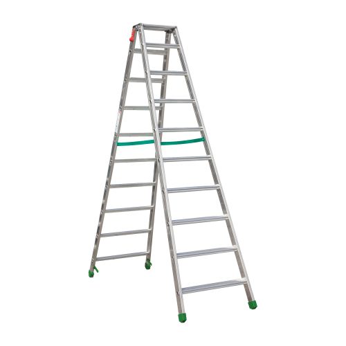 Aluminijasta A-lestev s stopnicami Light Star - Število stopnic: 10, teža v kg: 13,6, B (cm): 223, C (cm): 184, D (cm): 15,5, E (cm): 62, F (cm): 323, H (cm): 241