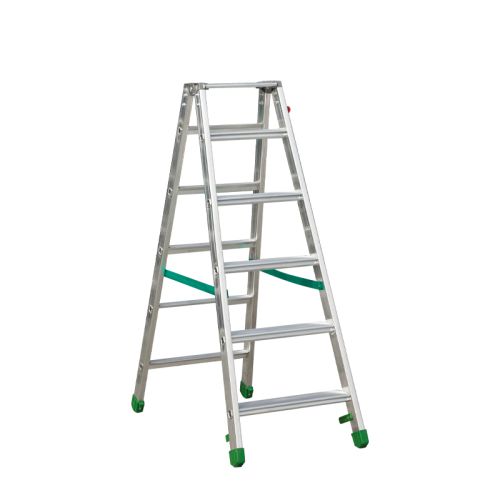 Aluminijasta A-lestev s stopnicami Light Star - Število stopnic: 6, teža v kg: 7,8, B (cm): 130, C (cm): 113, D (cm): 15,5, E (cm): 50, F (cm): 230, H (cm): 141