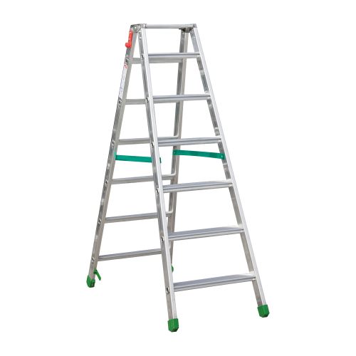 Aluminijasta A-lestev s stopnicami Light Star - Število stopnic: 7, teža v kg: 9,0, B (cm): 154, C (cm): 125, D (cm): 15,5, E (cm): 53,5, F (cm): 254, H (cm): 166