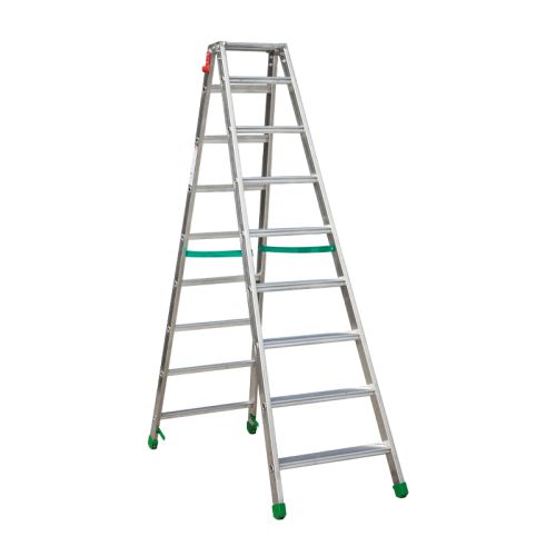 Aluminijasta A-lestev s stopnicami Light Star - Število stopnic: 9, teža v kg: 11,8, B (cm): 199, C (cm): 169, D (cm): 15,5, E (cm): 59,5, F (cm): 299, H (cm): 215