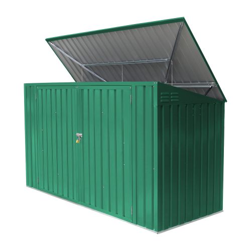 Boksi za posode za smeti / Hiške za orodje - barva: zelena, dolžina: 2350 mm, širina: 1000 mm, višina: 1300 mm 