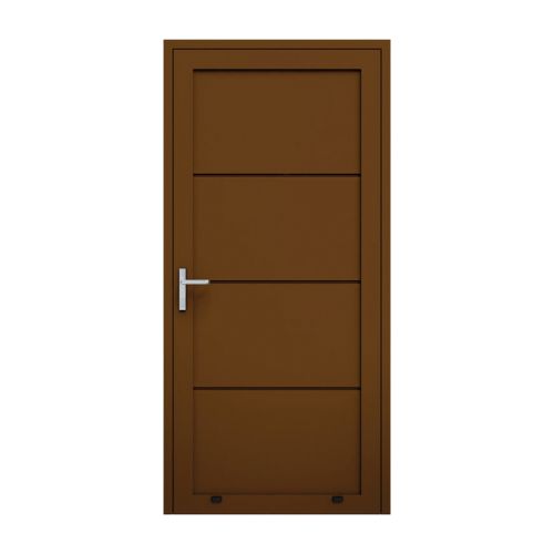 Aluminijasta stranska vhodna vrata, 1-krilna - mere: 1000 x 2000 mm (Š x V), barva: rjava RAL 8014, omejevalnik: znotraj levo - DIN levo