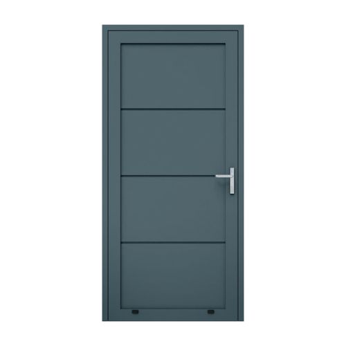 Aluminijasta stranska vhodna vrata, 1-krilna - mere: 1000 x 2000 mm (Š x V), barva: antracit RAL 7016, omejevalnik: znotraj desno - DIN desno
