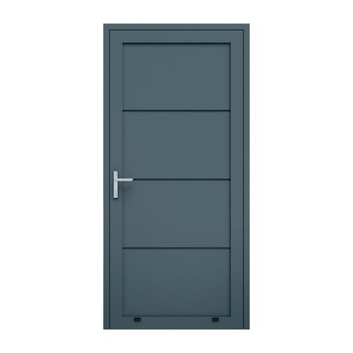 Aluminijasta stranska vhodna vrata, 1-krilna - mere: 1000 x 2000 mm (Š x V), barva: antracit RAL 7016, omejevalnik: znotraj desno - DIN desno