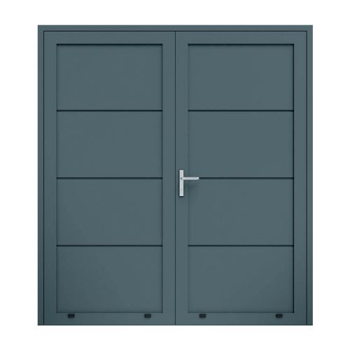 Aluminijasta stranska vhodna vrata, 2-krilna - mere: 2000 x 2000 mm (Š x V), barva: antracit RAL 7016, omejevalnik: znotraj levo - DIN levo