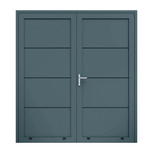Aluminijasta stranska vhodna vrata, 2-krilna - mere: 2000 x 2000 mm (Š x V), barva: antracit RAL 7016, omejevalnik: znotraj levo - DIN levo