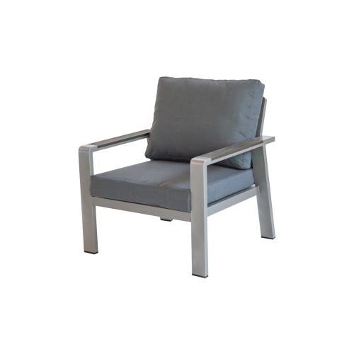 lounge foteljema Lissabon iz aluminija - barva aluminija: siva aluminij, barva blaga: temno siva