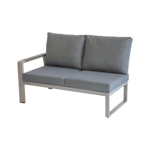 lounge sofa 2-sed levo Lissabon iz aluminija - barva aluminija: siva aluminij, barva blaga: temno siva