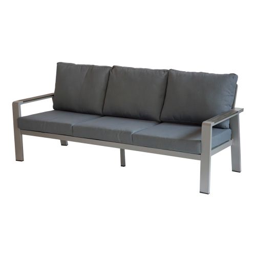 lounge sofa 3-sed Lissabon iz aluminija - barva aluminija: siva aluminij, barva blaga: temno siva
