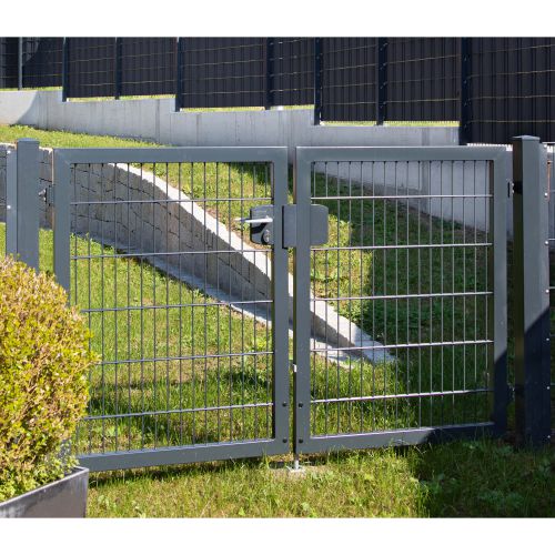 Rohrrahmenflügeltor 2-flügelig - Ausführung: anthrazit beschichtet, Höhe: 143 cm, Durchgangslichte: 300 cm