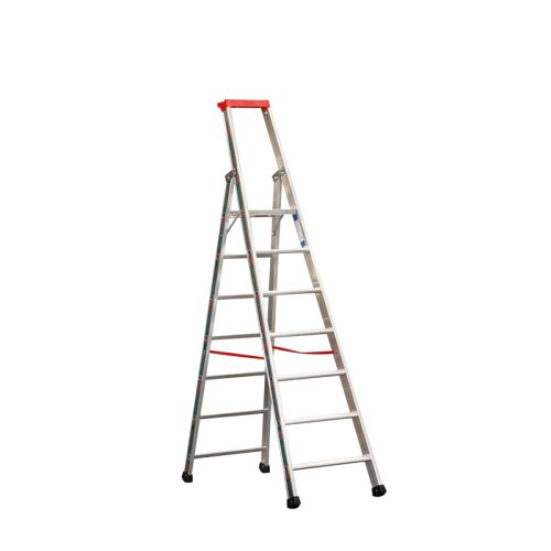 Euro-Profi A-lestev s stopnicami Mod. S32577  - število stopnic: 7, dolžina lestve (m): 2,40, delovna višina (m): 3,45, višina podesta (m): 1,65, širina spodaj (m): 0,58, izteg (m): 1,30