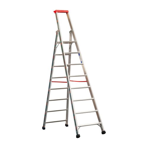 Euro-Profi A-lestev s stopnicami Mod. S32577 - število stopnic: 8, dolžina lestve (m): 2,65, delovna višina (m): 3,65, višina podesta (m): 1,85, širina spodaj (m): 0,61, izteg (m): 1,45