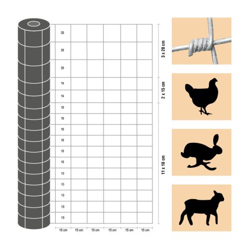 Taurus – lahka izvedba - Višina: 200 cm, Število vodoravnih žic: 17, Teža: 42 kg