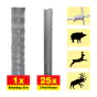 Divji ograji 50 m set Taurus težka - višina: 100 cm, vključno z 25 Z-stebri, horizontalne žice: 10
