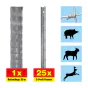 Ovečni ograja 50 m komplet Taurus supertežek - višina: 100 cm, vključno z 25 stebri, vodoravne žice: 11