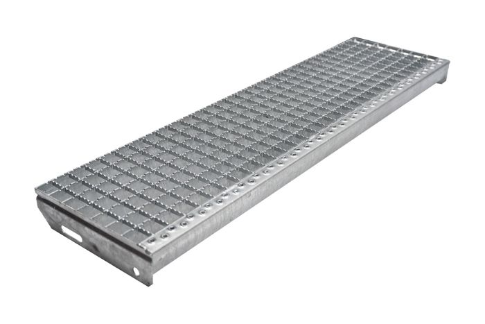 Protidrsne stopnice mrežne rešetke 30x30mm, vroče-cinkano - dolžina mm: 1000, širina mm: 270, razdalja med luknjami: 150, teža v kg na kos: 8.1