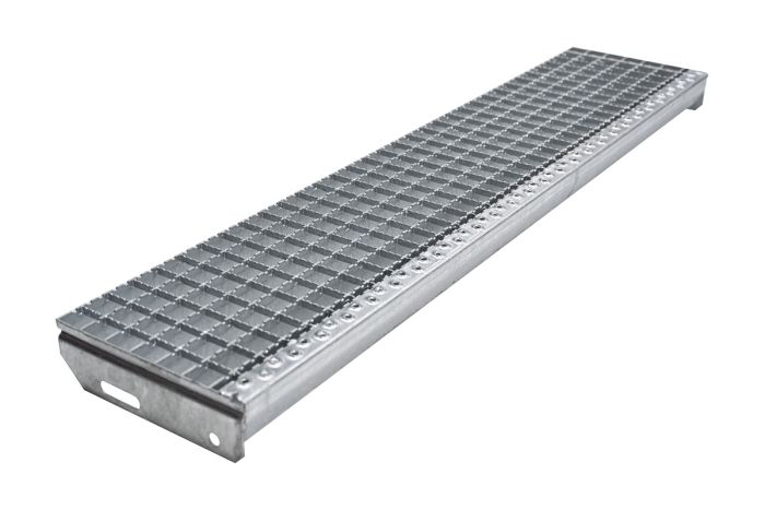 Protidrsne stopnice mrežne rešetke 30x30mm, vroče-cinkano - dolžina mm: 1100, širina mm: 240, razdalja med luknjami: 120, teža v kg na kos: 7.9