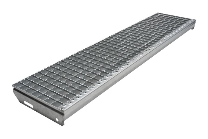 Protidrsne stopnice mrežne rešetke 30x30mm, vroče-cinkano - dolžina mm: 1200, širina mm: 270, razdalja med luknjami: 150, teža v kg na kos: 9.5