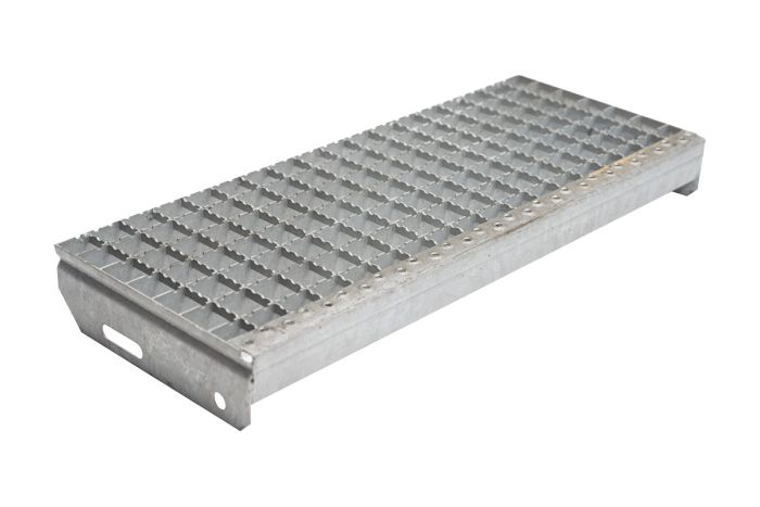 Protidrsne stopnice mrežne rešetke 30x30mm, vroče-cinkano - dolžina mm: 600, širina mm: 240, razdalja med luknjami: 120, teža v kg na kos: 4