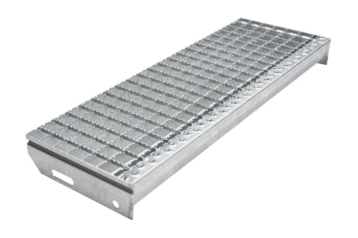 Protidrsne stopnice mrežne rešetke 30x30mm, vroče-cinkano - dolžina mm: 700, širina mm: 240, razdalja med luknjami: 120, teža v kg na kos: 4.5
