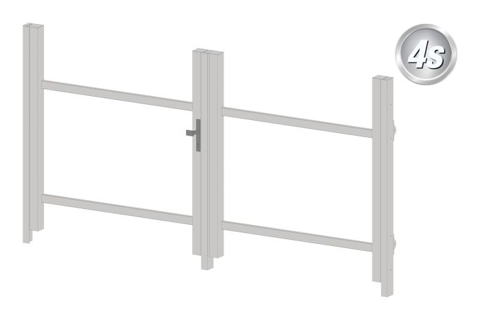 Okvir za vrata iz aluminija-brez polnila - 2-krilna (profil: 63 mm) - višina krila: 940-1500 mm, naslon: desno, barva: siva