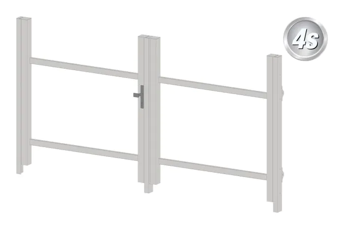 Okvir za vrata iz aluminija-brez polnila - 2-krilna (profil: 63 mm) - višina krila: 940-1500 mm, naslon: desno, barva: siva