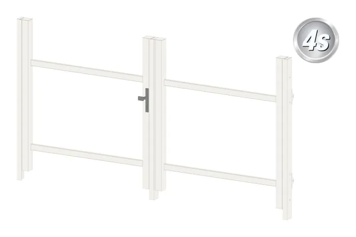 Okvir za vrata iz aluminija-brez polnila - 2-krilna (profil: 63 mm) - višina krila: 940-1500 mm, naslon: desno, barva: bela