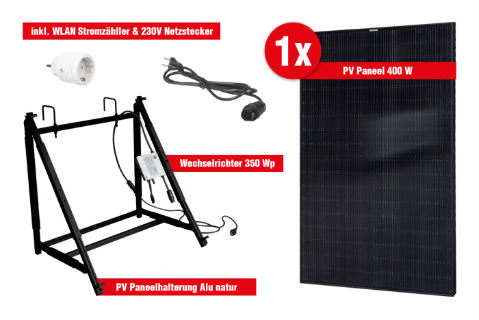Balkon-Terasa elektrarna Easy Set 400 Wp - POWER PLUS FULL BLACK