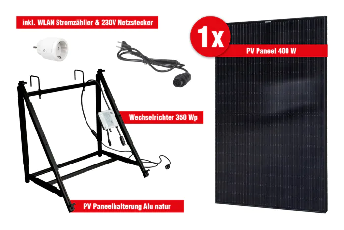 Balkon-Terasa elektrarna Easy Set 400 Wp - POWER PLUS FULL BLACK