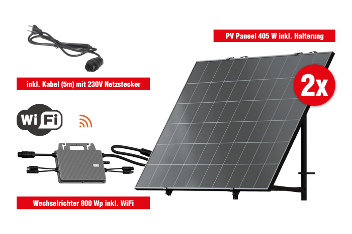 Balkonska elektrarna univerzalna črna - 800 Wp