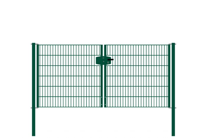 Vrata-žična rešetka David 2 - krilna 271 cm široka - cinkano ali barvano: barvano zeleno, višina v cm: 123, širina v cm: 271, Teža v kg: 47,35