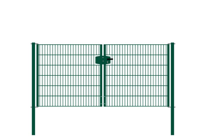 Vrata-žična rešetka David 2 - krilna 271 cm široka - cinkano ali barvano: barvano zeleno, višina v cm: 123, širina v cm: 271, Teža v kg: 47,35