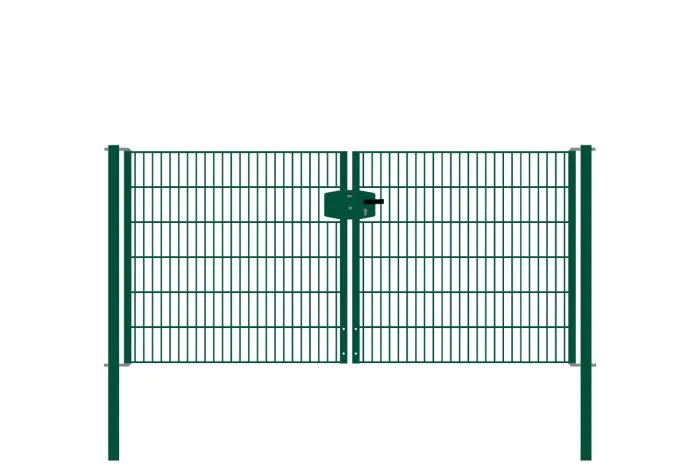 Vrata-žična rešetka David 2 - krilna 271 cm široka - cinkano ali barvano: barvano zeleno, višina v cm: 123, širina v cm: 271, Teža v kg: 47,35