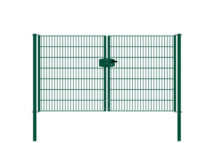 Vrata-žična rešetka David 2 - krilna 271 cm široka - cinkano ali barvano: barvano zeleno, višina v cm: 143, širina v cm: 271, Teža v kg: 53,77