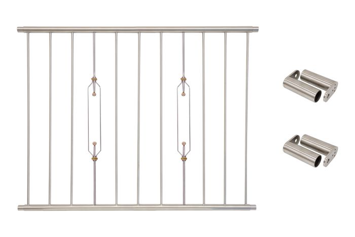 Rešetka za okno "Berlin" iz nerjavečega jekla prej montirana - širina v cm: 132 - 144, višina v cm: 100