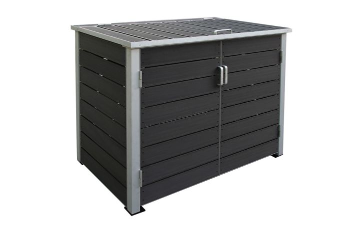 Alu / WPC Boks za smetarnik 2-krilni - Barva: antracit, širina: 151 cm, višina: 118 cm, globina: 95 cm