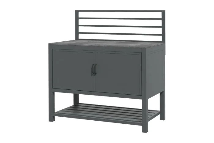 Zunanja kuhinja iz aluminija in sintranega kamna – Modul B z omarico, širina: 1200 mm, globina: 590 mm, višina: 1240 mm