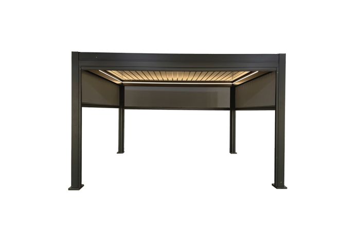 Pergola Dallas z LED in sončno zaščito - barva: antracit, dolžina: 4000 mm, širina: 3000 mm, višina: 2500 mm